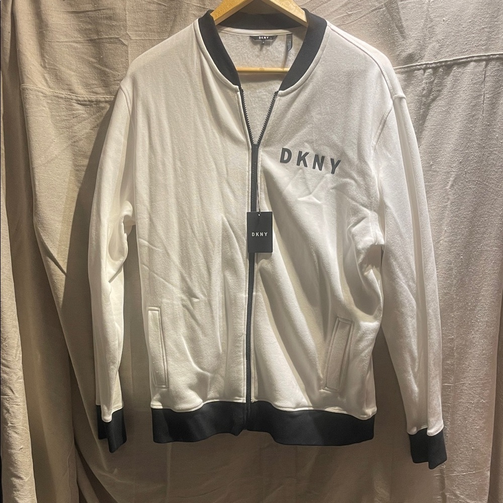 DKNY White Jacket with Black Trim